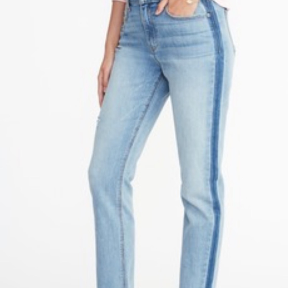 Straight leg stripe jeans